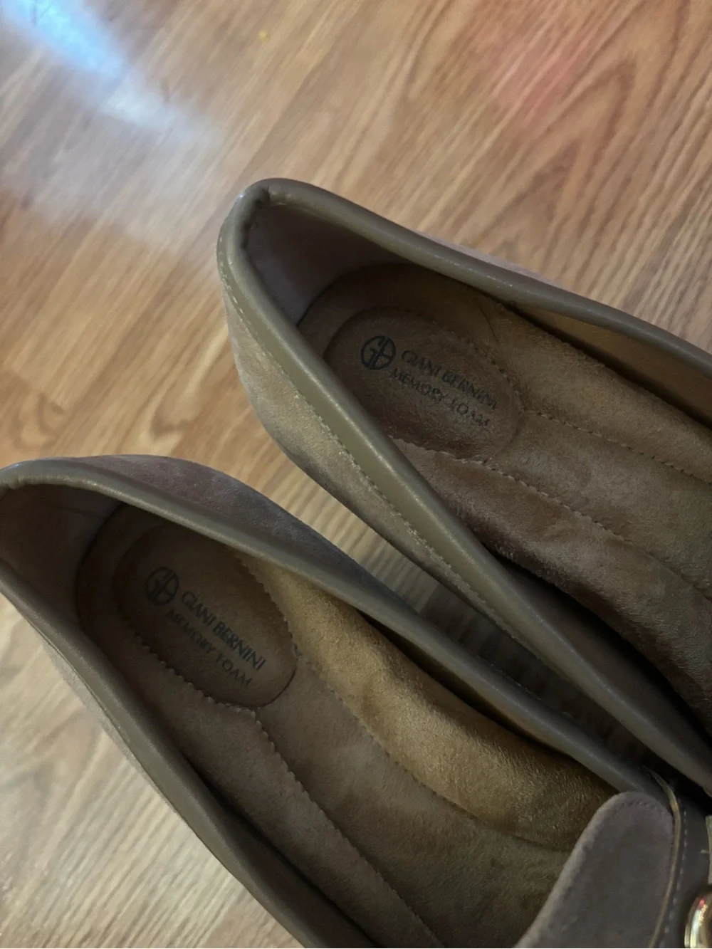 Giani Bernini Taupe Suede Block Heel Loafers Size 8.5M - Picture 8 of 10